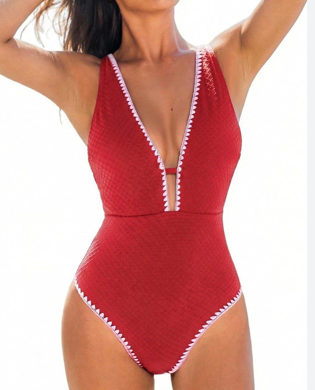 Women’s Red And Light Pink One Piece Swimsuit Size Xl